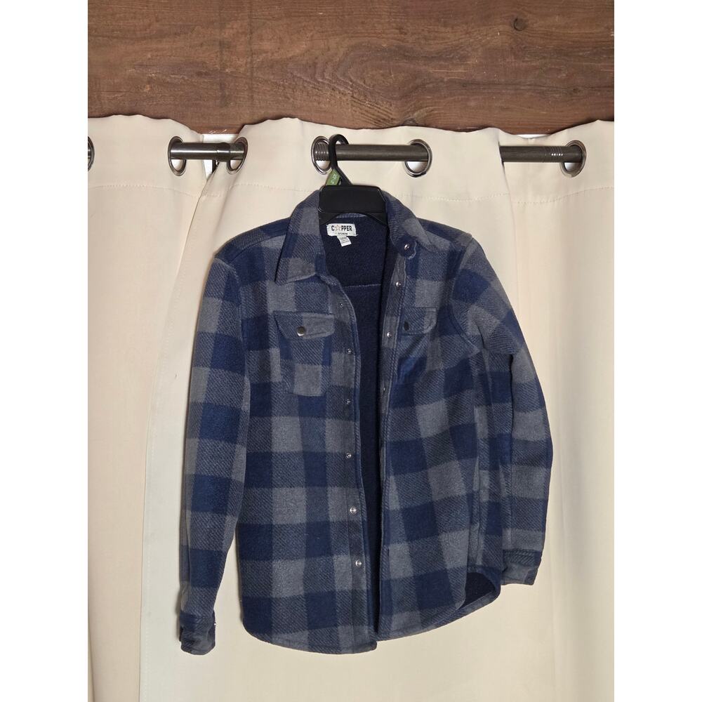 COPPER Boys Sherpa-Lined Wool‎ Blend Shirt Jacket Warm Flannel L- 14/16